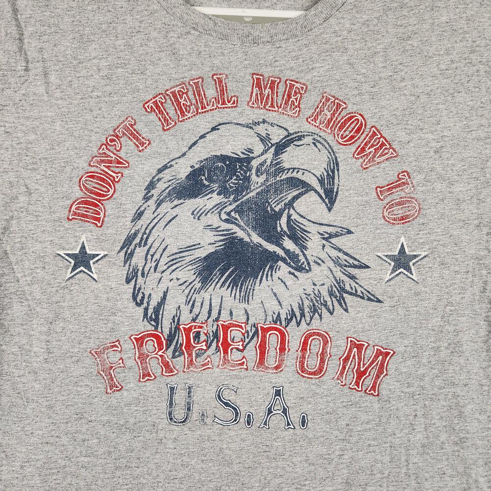 USA Pride Shirt Mens Large Gray Dont Tell Me How To Freedom Eagle Funny Humor